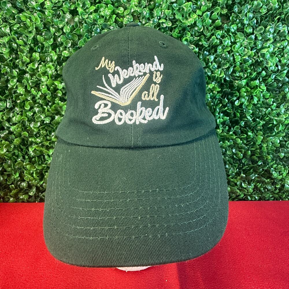 My Weekend is a Booked Adjustable Green Cap Reading One Size OSFA